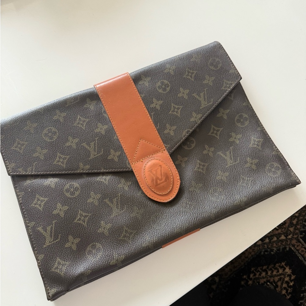 Louis Vuitton Brown and Tan Monogram Envelope Clutch